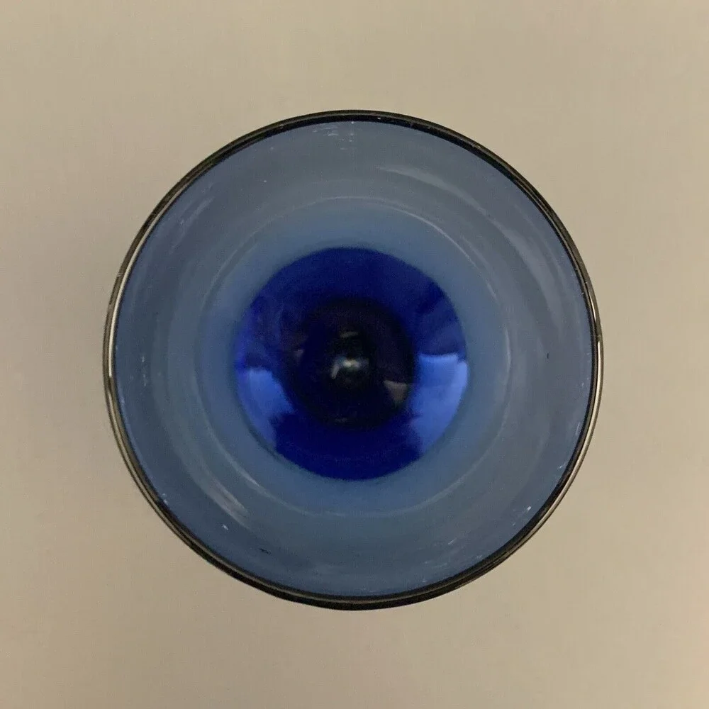 Cobalt Blue Wine Stemmed Glass Stemware Goblet‎ Bar 7 1/2